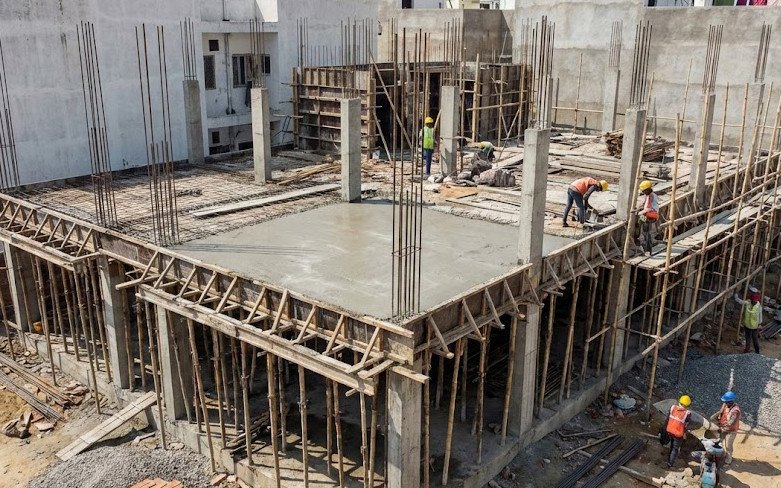 Construction Progress – Modern Duplex House